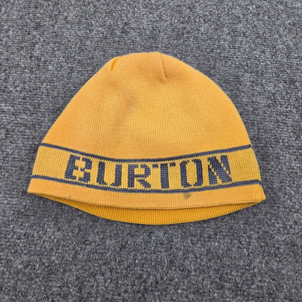 Burton Beanie Hat Yellow Blue Skull Cap Logo Knit Snowboard Winter Skater Ski
